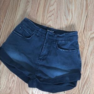 Black denim shorts